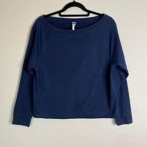 Free Press cropped navy blue sweater medium terry cloth